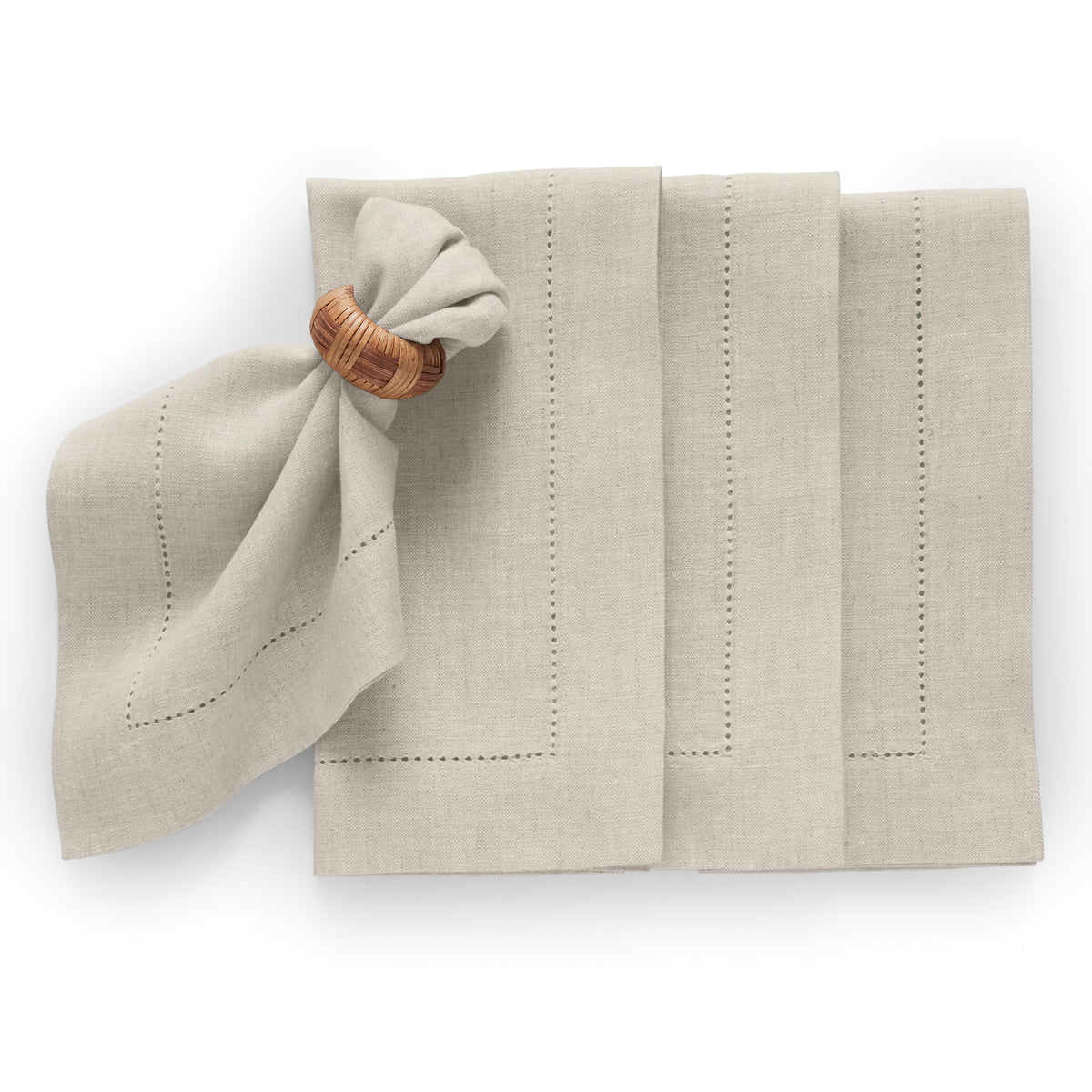 Colored Border Hemstitch Napkins Set of 6