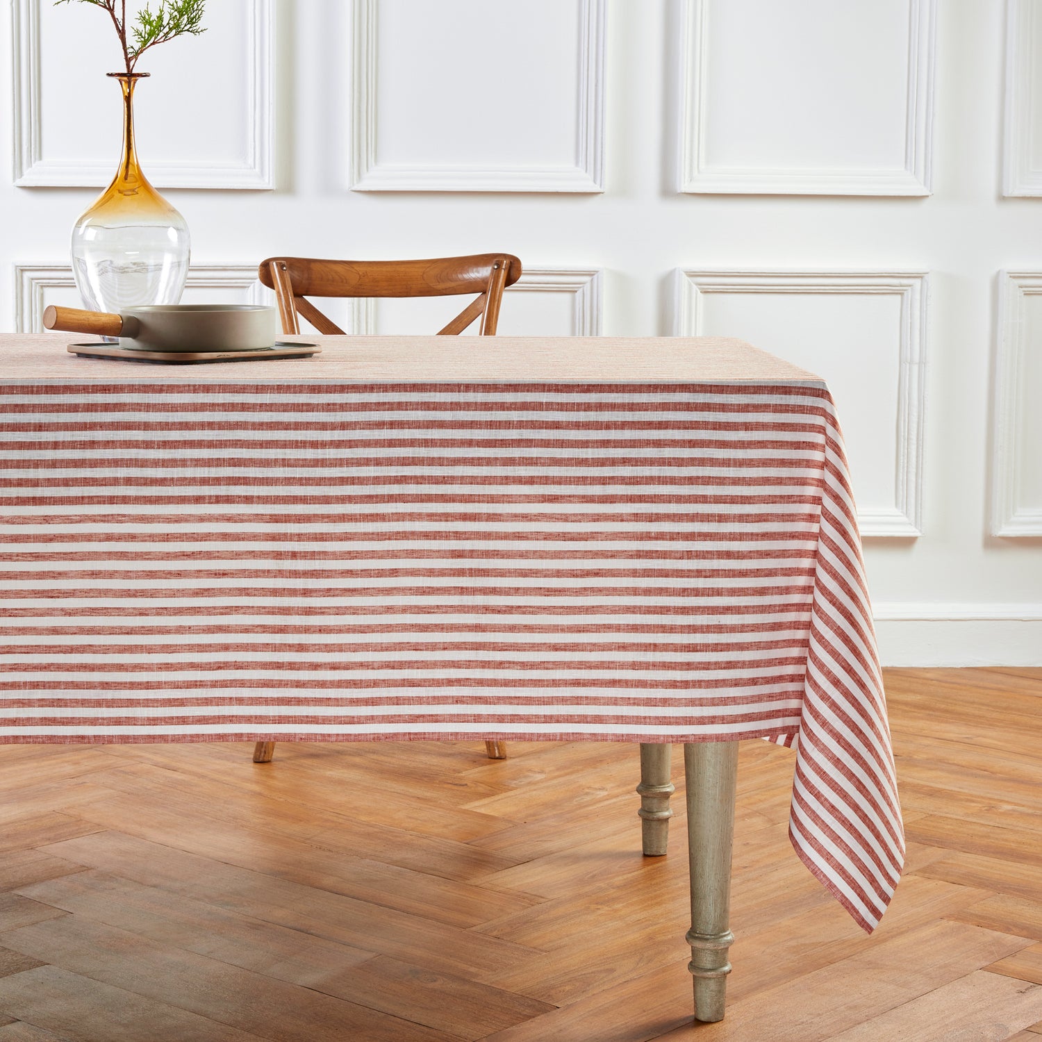 Cinnamon and White Amalfi Stripe