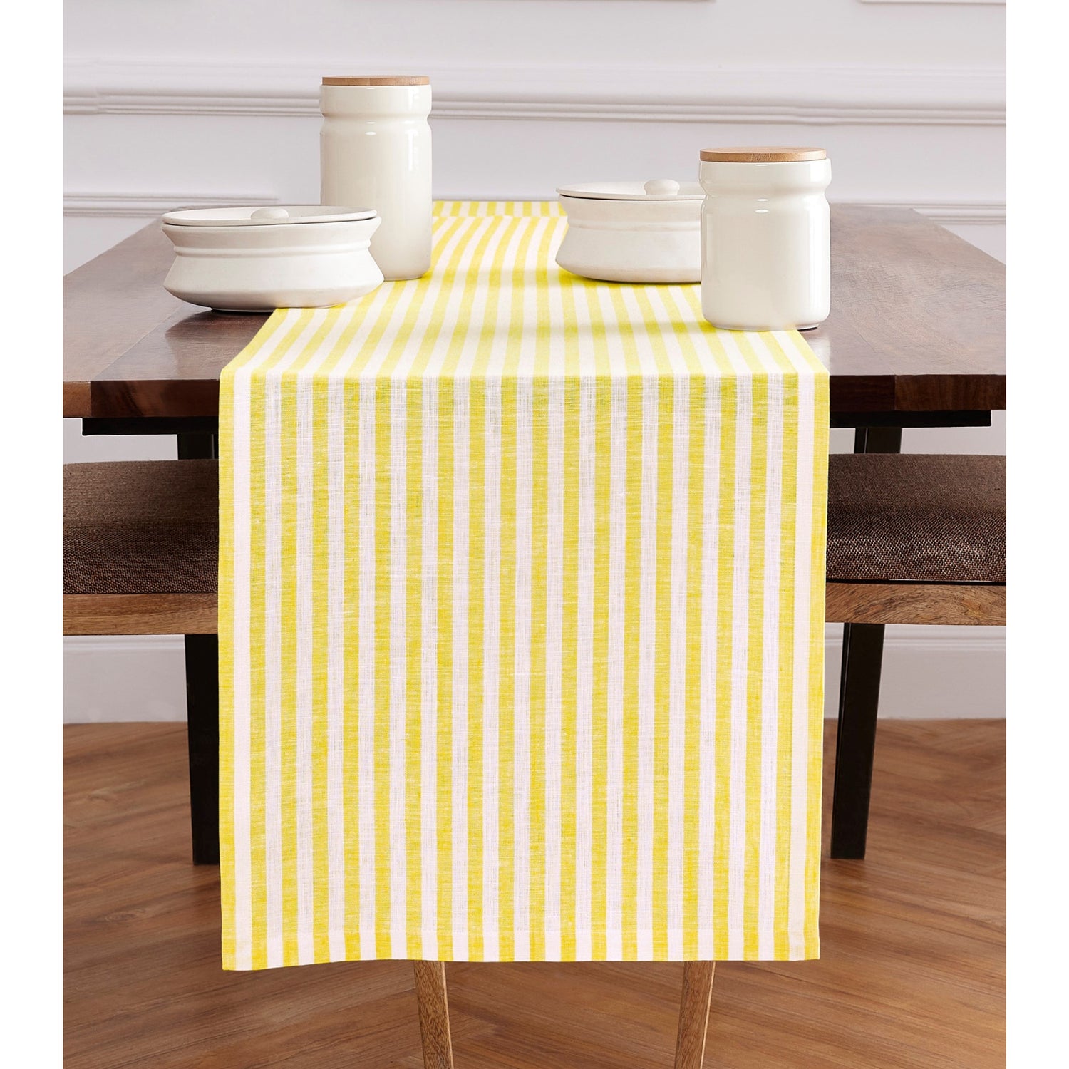 Primrose Yellow and White Amalfi Stripe