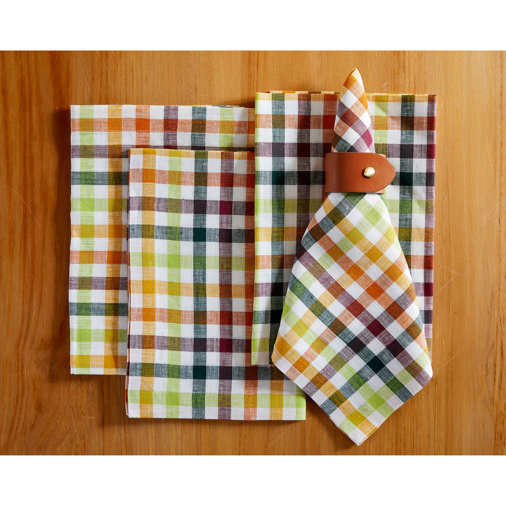 Apple and Gingham Tea Towel Set, Cotton Dish Towels