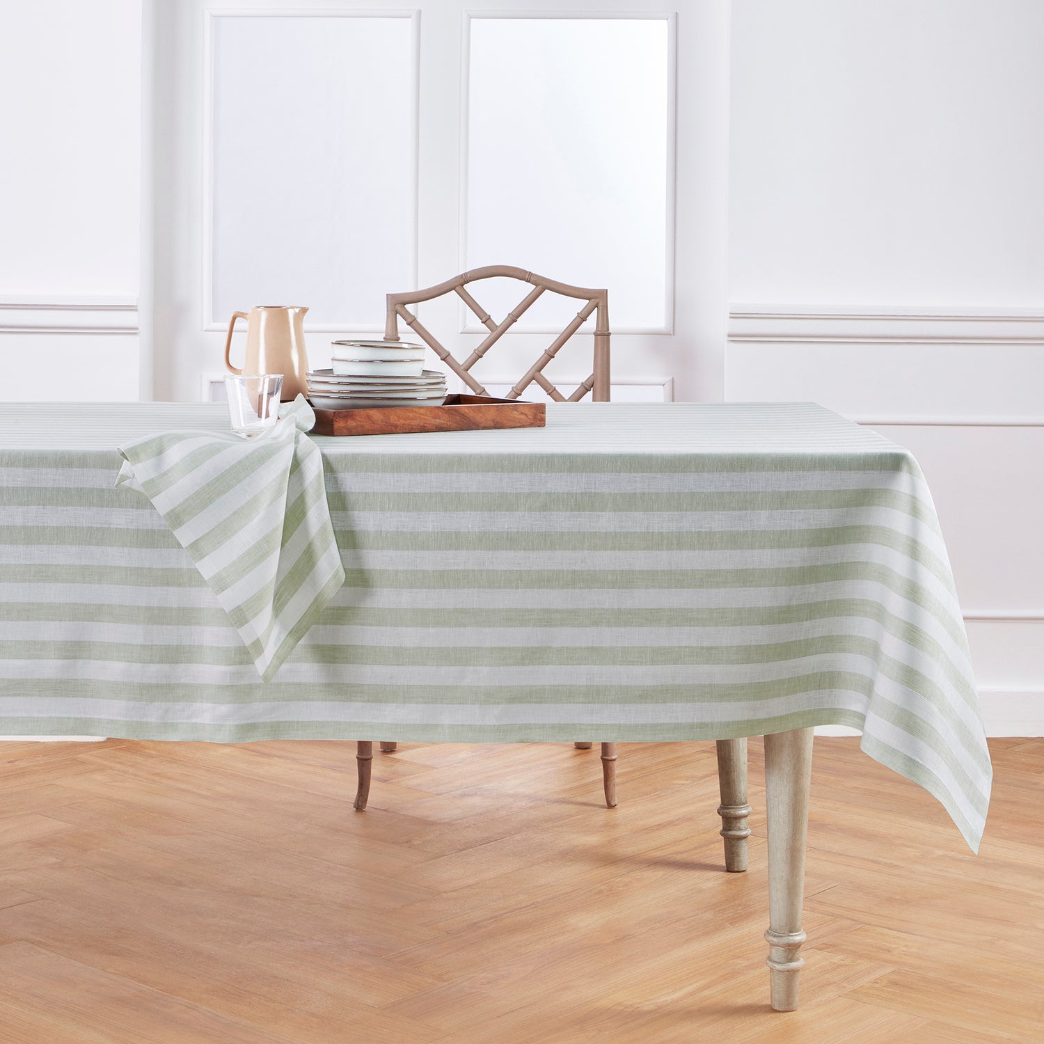 Sage and White Sorrento Stripe