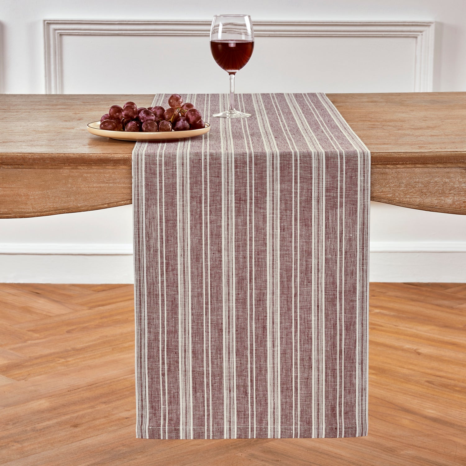 Burgundy and White Chelsea Stripe