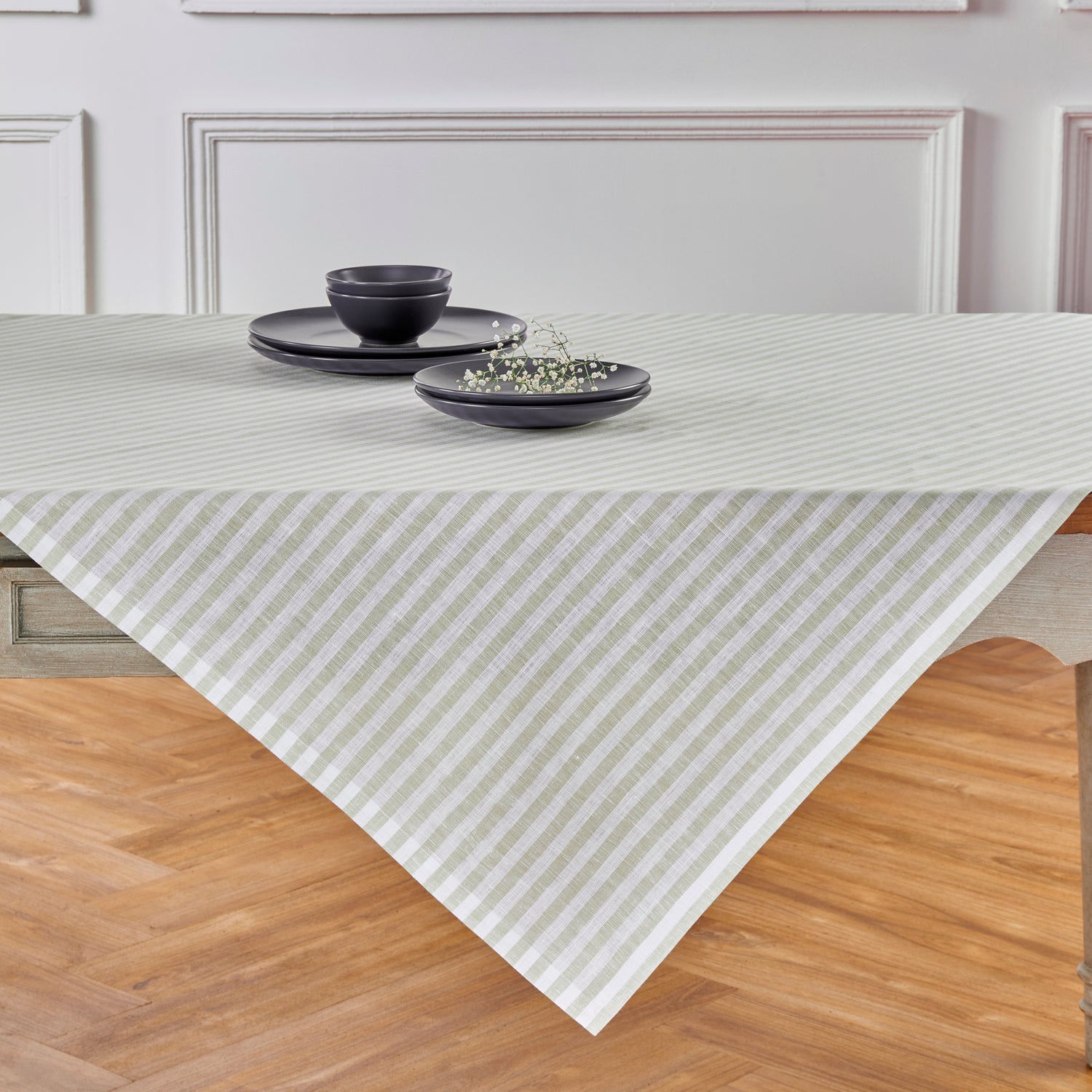 Sage and White Amalfi Stripe