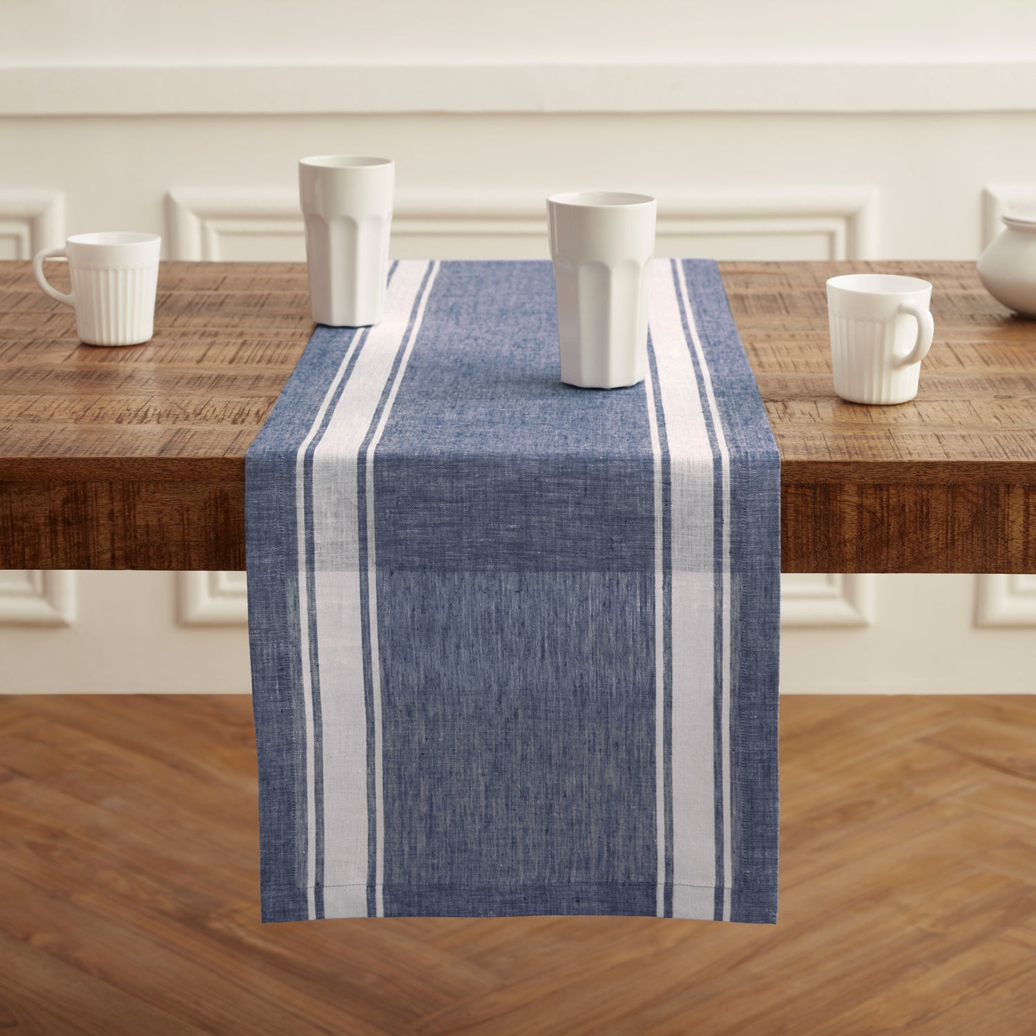 Blue and White Farmhouse Stripe