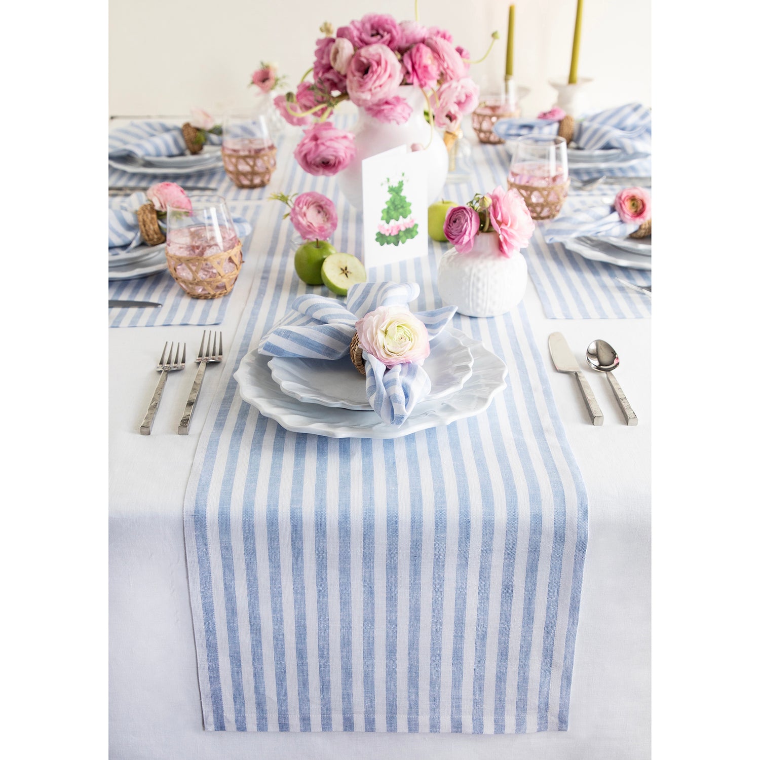 Sky Blue and White Amalfi Stripe